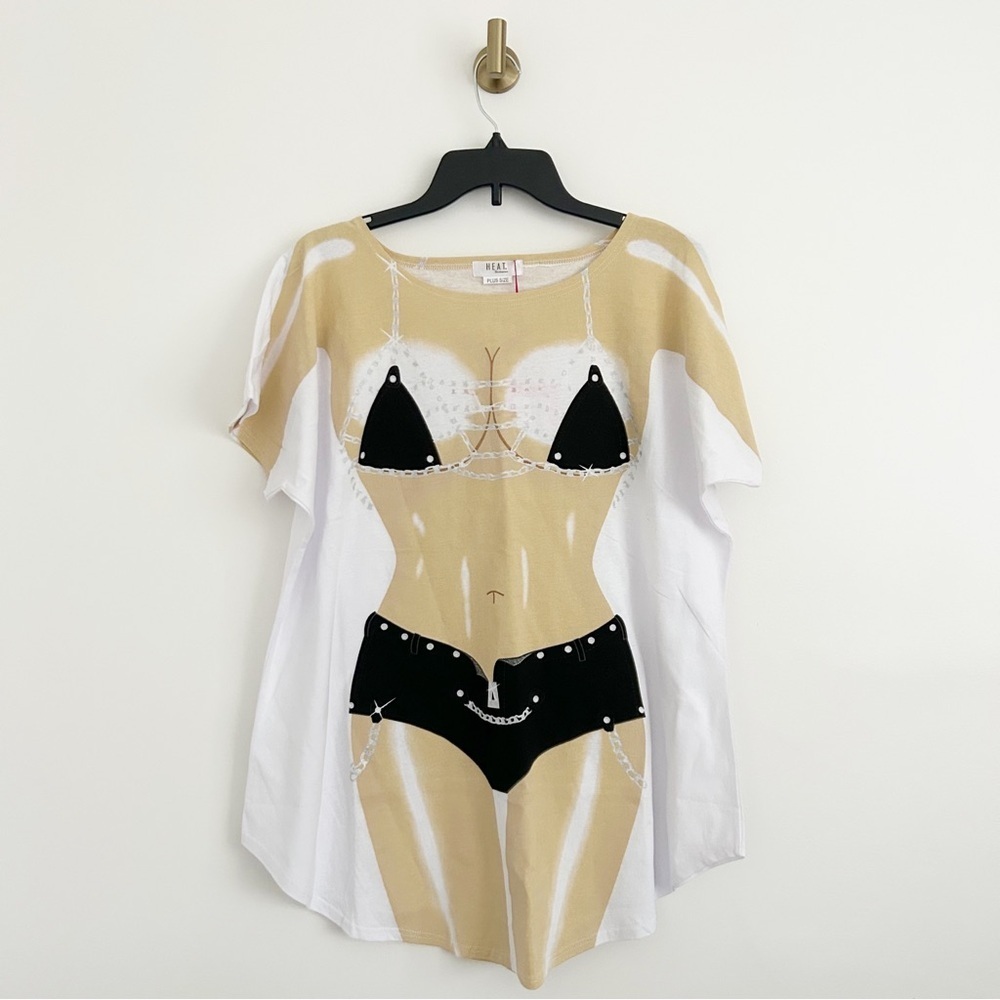 NEW Y2K Style Painted Bikini Body T-Shirt Affliction Style Biker One Size